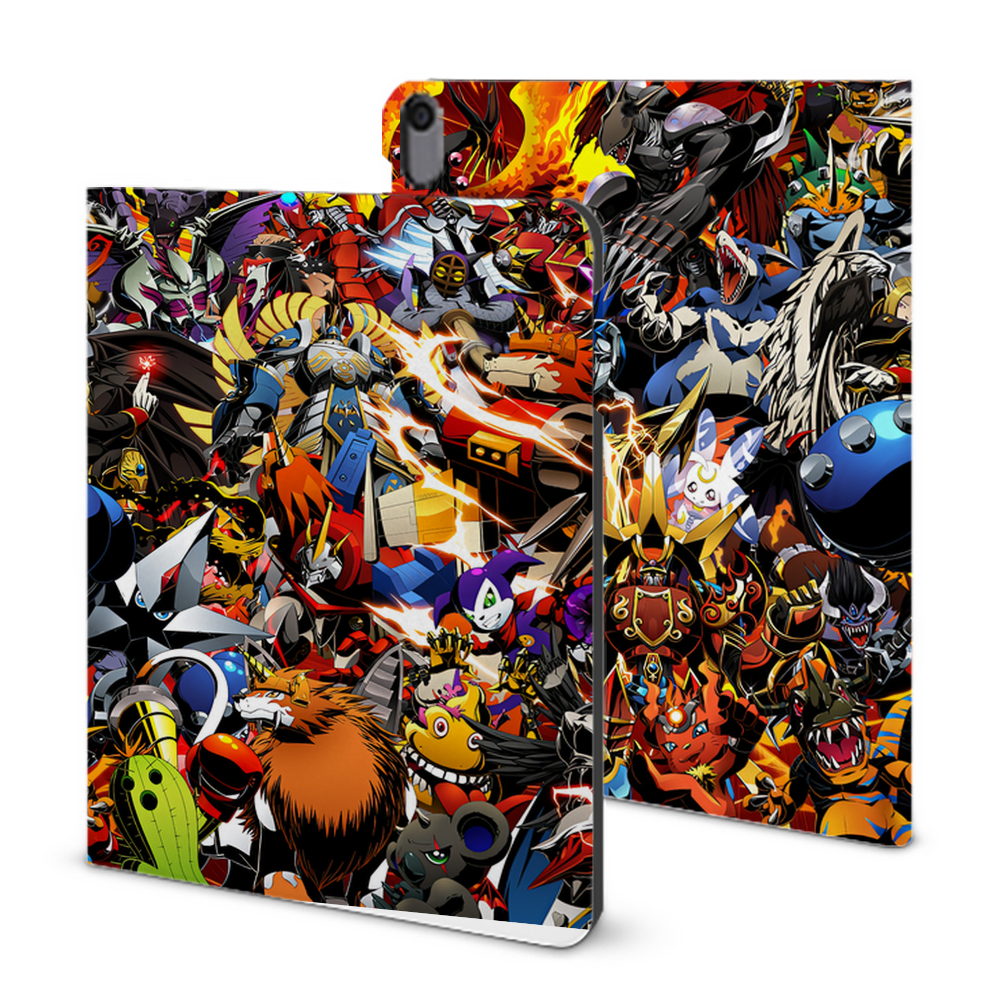 （画像用） Digimon デジタルモンスター/デジモン IPad ケース ブック型 PUレザー TPU 耐衝撃 軽量 薄型 ペン収納なし 全面保護 IPad 各モデル対応